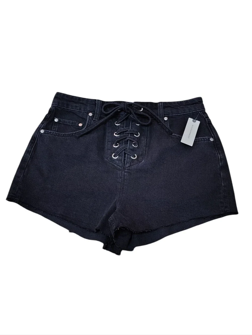 NWT Anthropologie PILCRO LACE UP DENIM SHORTS - Picture 3 of 9